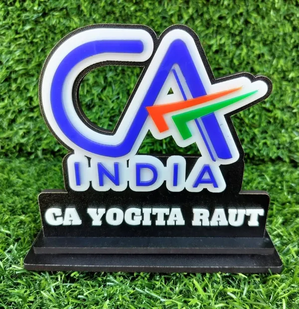 Personalized_CA_India_Logo_Nameplate_|_Custom_2D_MDF_Caricature-Style_Desk_Stand_with_Acrylic_Name_|_Glossy_Double-Layer_Laminated_MDF_|_Professional_Gift_for_Men_&_Women