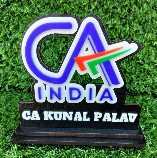 Personalized_CA_India_Logo_Nameplate_|_Custom_2D_MDF_Caricature-Style_Desk_Stand_with_Acrylic_Name_|_Glossy_Double-Layer_Laminated_MDF_|_Professional_Gift_for_Men_&_Women