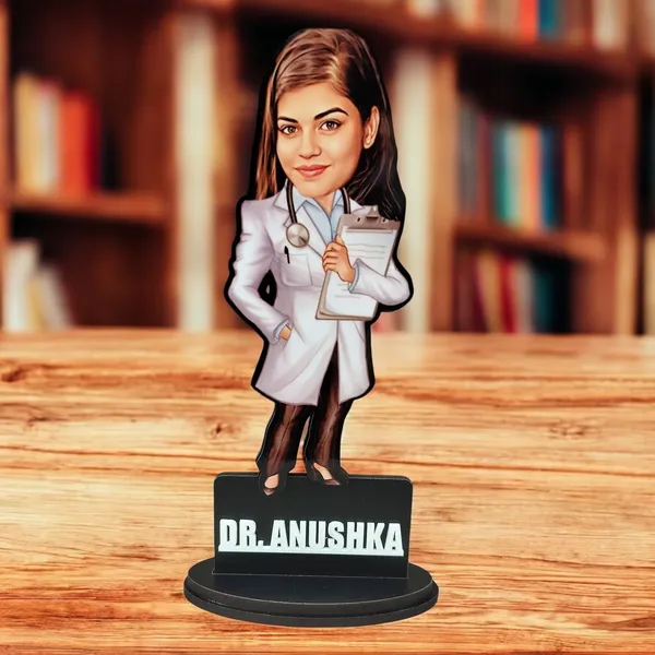 Personalized_Doctor_Caricature_with_Stand,_7_Inch_Custom_2D_Wooden_Figurine_with_Acrylic_Nameplate,_Double_Layer_Glossy_Laminated_MDF_Gift_for_Male_&_Female_Doctors,_Surgeon,_Dentist,_Cardiologist_&_Any_Profession