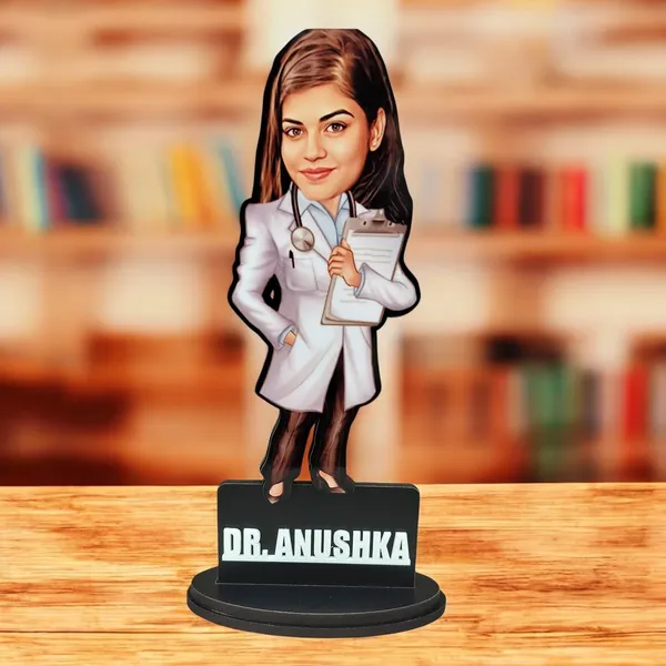 Personalized_Doctor_Caricature_with_Stand,_7_Inch_Custom_2D_Wooden_Figurine_with_Acrylic_Nameplate,_Double_Layer_Glossy_Laminated_MDF_Gift_for_Male_&_Female_Doctors,_Surgeon,_Dentist,_Cardiologist_&_Any_Profession