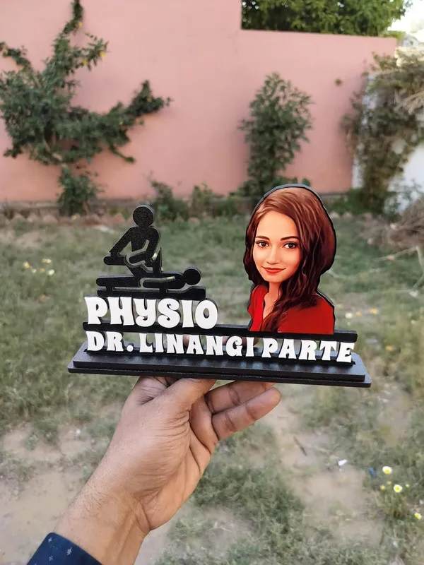 Personalized_Physiotherapist_Caricature_Stand_with_Name_|_Custom_2D_Wooden_MDF_Doctor_Gift_|_Double-Layer_Laminated_MDF_with_Glossy_Finish_|_Gift_for_Men_&_Women