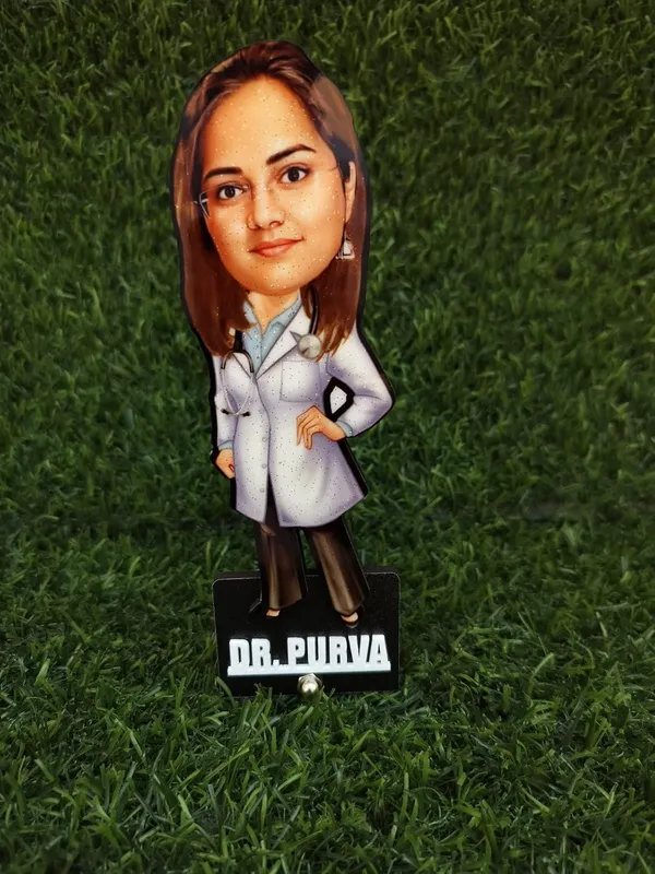Personalized_7_Inch_Doctor_Caricature_with_Stand_for_Any_Profession_|_Custom_Photo_Cartoon_Figurine_with_Double-Layer_Laminated_MDF_Wood,_Glossy_Finish_&_Acrylic_Name_Lettering_|_Unique_Gift_for_Men_&_Women