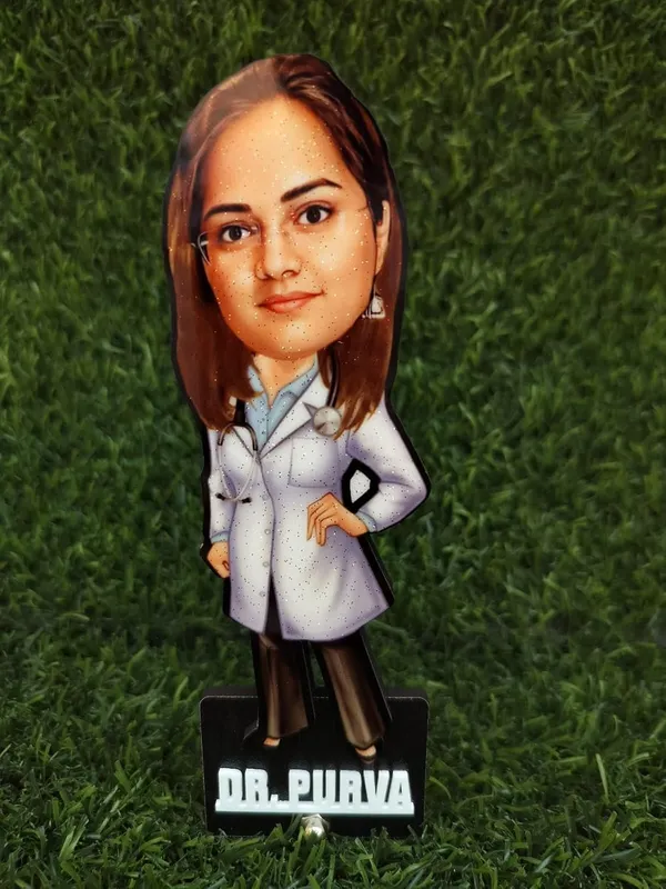 Personalized_7_Inch_Doctor_Caricature_with_Stand_for_Any_Profession_|_Custom_Photo_Cartoon_Figurine_with_Double-Layer_Laminated_MDF_Wood,_Glossy_Finish_&_Acrylic_Name_Lettering_|_Unique_Gift_for_Men_&_Women