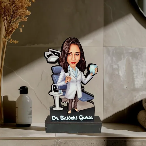 Personalized_Dentist_Caricature_Gift_for_Men_&_Women_|_Custom_2D_Wooden_MDF_Standee_with_Acrylic_Name_|_Double_Layer_Glossy_Finish_|_Dentist_Birthday_&_Clinic_Gift