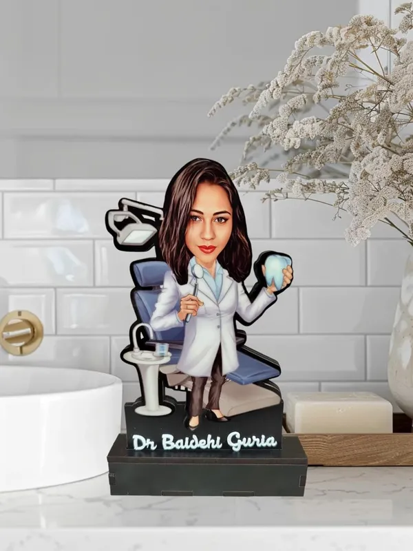 Personalized_Dentist_Caricature_Gift_for_Men_&_Women_|_Custom_2D_Wooden_MDF_Standee_with_Acrylic_Name_|_Double_Layer_Glossy_Finish_|_Dentist_Birthday_&_Clinic_Gift