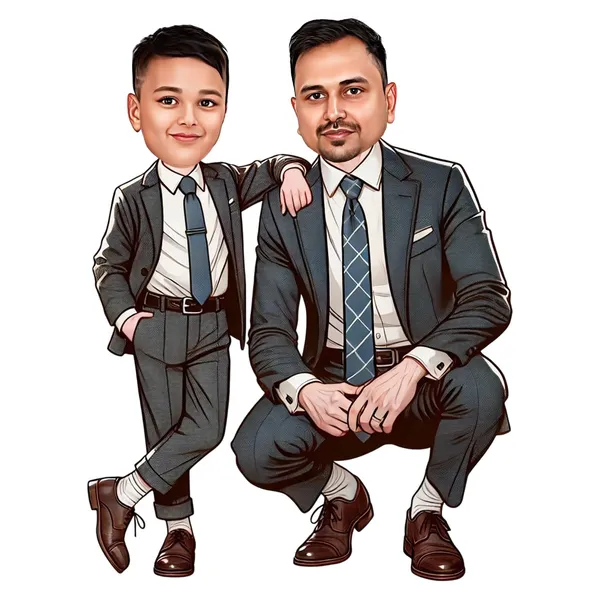Personalized_Father_and_Son_Caricature_Standee_|_Custom_2D_Family_Cartoon_on_Double-Layer_Laminated_MDF_Wood_with_Acrylic_Name_|_7_Inch_Glossy_Gift_for_Dad,_Son_&_Any_Profession