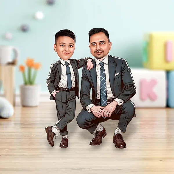 Personalized_Father_and_Son_Caricature_Standee_|_Custom_2D_Family_Cartoon_on_Double-Layer_Laminated_MDF_Wood_with_Acrylic_Name_|_7_Inch_Glossy_Gift_for_Dad,_Son_&_Any_Profession