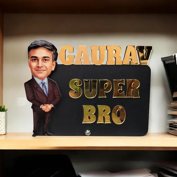 Personalized_7_Inch_Caricature_Name_Plate_with_Stand_for_Any_Profession_|_Custom_Photo_Cartoon_Figurine_with_Acrylic_Name_Letters_|_Double-Layer_Laminated_MDF_Wood,_Glossy_Finish_|_Unique_Gift_for_Men_&_Women,_Brother_&_Friends