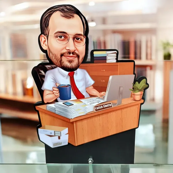 Personalized_7_Inch_Office_Desk_Caricature_with_Stand_for_Any_Profession_|_Custom_Photo_Cartoon_Figurine_with_Laptop,_Desk_&_Acrylic_Name_Letters_|_Double-Layer_Laminated_MDF_Wood,_Glossy_Finish_|_Unique_Gift_for_Men_&_Women,_Boss_&_Professionals