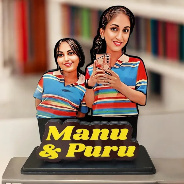 Personalized_7_Inch_Two_Person_Caricature_with_Stand_for_Any_Profession_|_Custom_Photo_Cartoon_Figurine_for_Friends,_Sisters_&_Couples_|_Double-Layer_Laminated_MDF_Wood_with_Glossy_Finish_&_Acrylic_Name_Letters_|_Unique_Gift_for_Men_&_Women