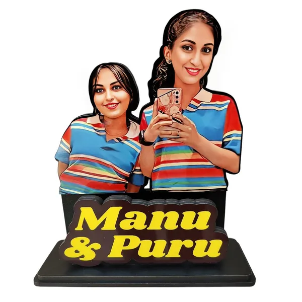 Personalized_7_Inch_Two_Person_Caricature_with_Stand_for_Any_Profession_|_Custom_Photo_Cartoon_Figurine_for_Friends,_Sisters_&_Couples_|_Double-Layer_Laminated_MDF_Wood_with_Glossy_Finish_&_Acrylic_Name_Letters_|_Unique_Gift_for_Men_&_Women