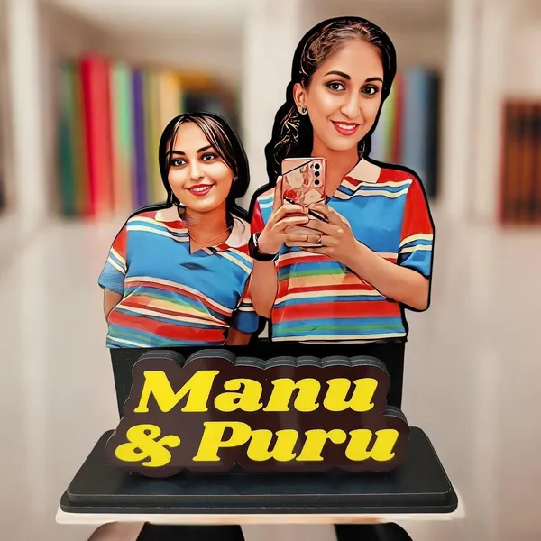 Personalized_7_Inch_Two_Person_Caricature_with_Stand_for_Any_Profession_|_Custom_Photo_Cartoon_Figurine_for_Friends,_Sisters_&_Couples_|_Double-Layer_Laminated_MDF_Wood_with_Glossy_Finish_&_Acrylic_Name_Letters_|_Unique_Gift_for_Men_&_Women