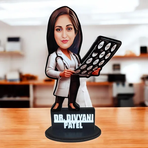 Personalized_Doctor_Caricature_Stand_with_Name_|_Custom_Medical_Profession_Figurine_from_Single_Photo_|_Heart_Specialist,_Radiologist,_Surgeon_&_Physician_|_Double-Layer_Wooden_Stand_with_Laminated_MDF_Base_&_Acrylic_Letters_|_Glossy_Finish_Gift