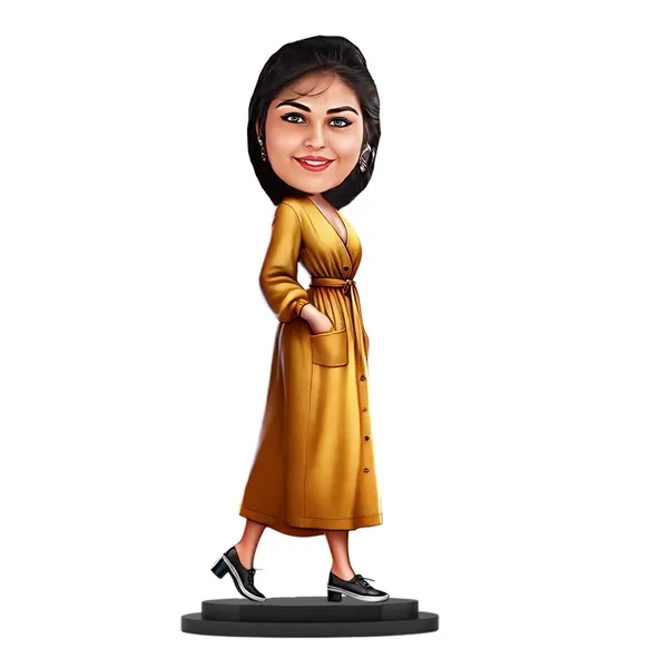 Customized_7_Inch_Female_Caricature_Stand_with_Acrylic_Name_|_Personalized_3D_Photo_Gift_for_Men_&_Women_|_Double_Layer_Laminated_MDF_with_Glossy_Finish_|_Custom_Design_for_Any_Profession