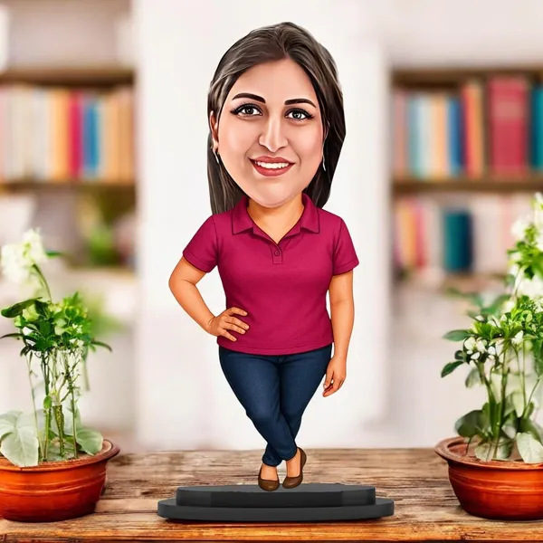 Personalized_2D_Female_Caricature_with_Name_|_Custom_Wooden_Cartoon_Portrait_Standee_|_Double_Layer_Laminated_MDF_Glossy_Finish_|_Unique_Gift_for_Men_&_Women