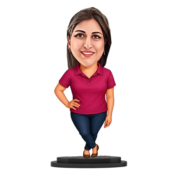 Personalized_2D_Female_Caricature_with_Name_|_Custom_Wooden_Cartoon_Portrait_Standee_|_Double_Layer_Laminated_MDF_Glossy_Finish_|_Unique_Gift_for_Men_&_Women