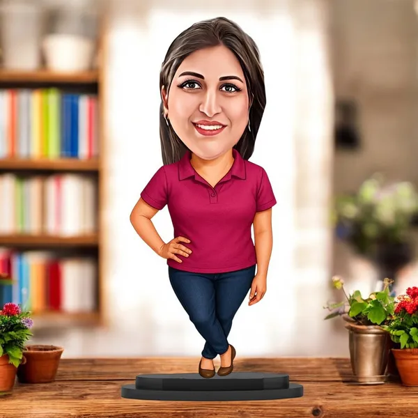 Personalized_2D_Female_Caricature_with_Name_|_Custom_Wooden_Cartoon_Portrait_Standee_|_Double_Layer_Laminated_MDF_Glossy_Finish_|_Unique_Gift_for_Men_&_Women