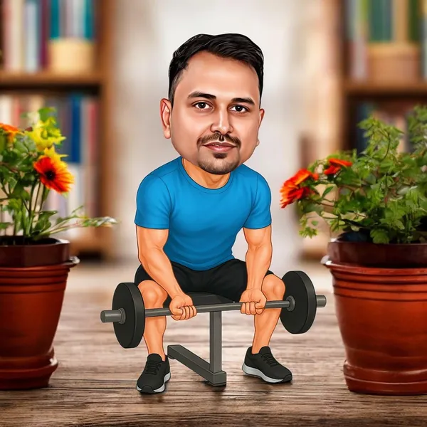 Personalized_Gym_Lover_Caricature_Cutout_with_Acrylic_Name_|_Custom_Weightlifting_2D_MDF_Caricature_|_Glossy_Double-Layer_Laminated_MDF_with_Stand_|_Unique_Fitness_Gift_for_Men_&_Women