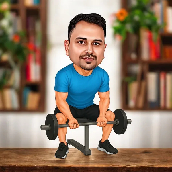 Personalized_Gym_Lover_Caricature_Cutout_with_Acrylic_Name_|_Custom_Weightlifting_2D_MDF_Caricature_|_Glossy_Double-Layer_Laminated_MDF_with_Stand_|_Unique_Fitness_Gift_for_Men_&_Women