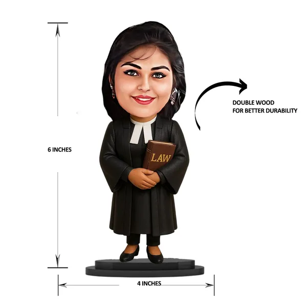 Personalized_Female_Lawyer_Caricature_Cutout_with_Acrylic_Name_|_Custom_2D_MDF_Advocate_Gift_for_Men_&_Women_|_Glossy_Double-Layer_Laminated_MDF_with_Stand_|_Unique_Professional_Gift