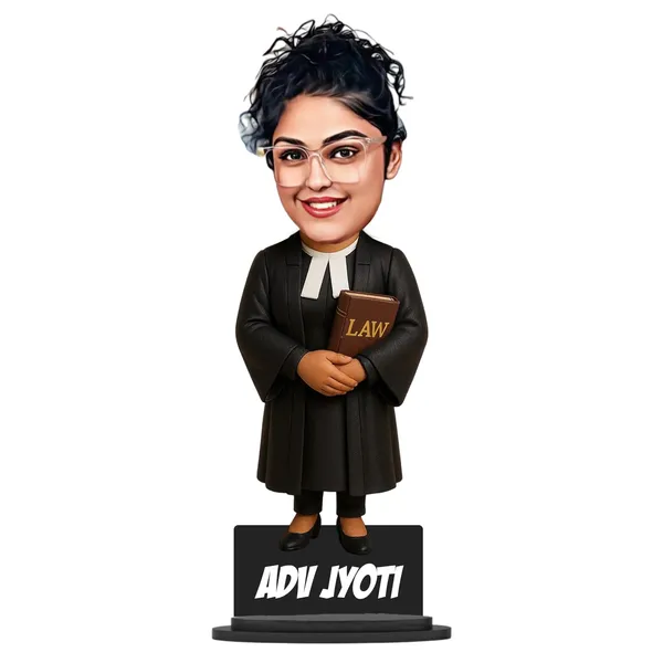 Personalized_Female_Lawyer_Caricature_Cutout_with_Acrylic_Name_|_Custom_2D_MDF_Advocate_Gift_for_Men_&_Women_|_Glossy_Double-Layer_Laminated_MDF_with_Stand_|_Unique_Professional_Gift