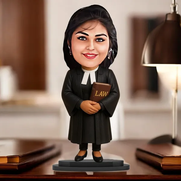Personalized_Female_Lawyer_Caricature_Cutout_with_Acrylic_Name_|_Custom_2D_MDF_Advocate_Gift_for_Men_&_Women_|_Glossy_Double-Layer_Laminated_MDF_with_Stand_|_Unique_Professional_Gift