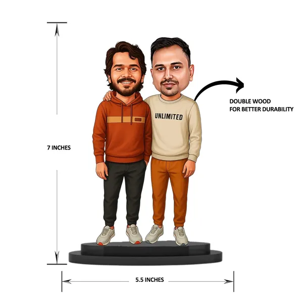 Personalized_Best_Friends_Caricature_with_Name_|_Custom_2D_Couple_&_Friendship_MDF_Cutout_for_Men_&_Women_|_Glossy_Double-Layer_Laminated_MDF_with_Stand_|_Birthday_&_Friendship_Gift
