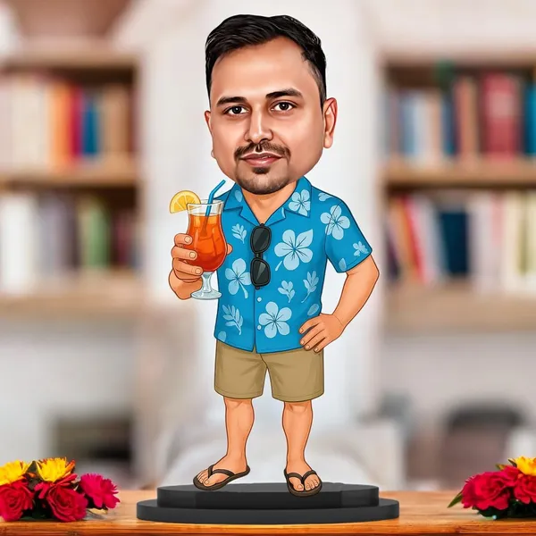 Personalized_2D_Holiday_&_Travel_Caricature_with_Stand,_7_Inch_Custom_Vacation_Gift_for_Men_&_Women,_Double-Layer_Laminated_MDF_with_Glossy_Finish,_Customized_Name_in_Acrylic_Letters,_Travel_Lover_Gift_&_Couple_Gift