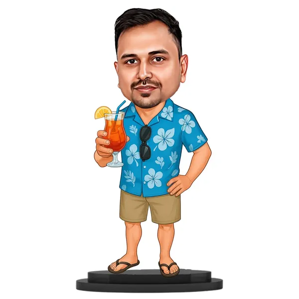 Personalized_2D_Holiday_&_Travel_Caricature_with_Stand,_7_Inch_Custom_Vacation_Gift_for_Men_&_Women,_Double-Layer_Laminated_MDF_with_Glossy_Finish,_Customized_Name_in_Acrylic_Letters,_Travel_Lover_Gift_&_Couple_Gift