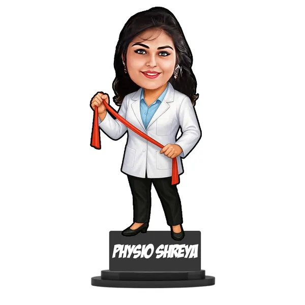 Personalized_Physio_Caricature_Gift_for_Women_&_Men,_Custom_2D_Physiotherapist_Wooden_Standee_with_Acrylic_Name,_Double_Layer_Laminated_MDF_Glossy_Desk_Décor
