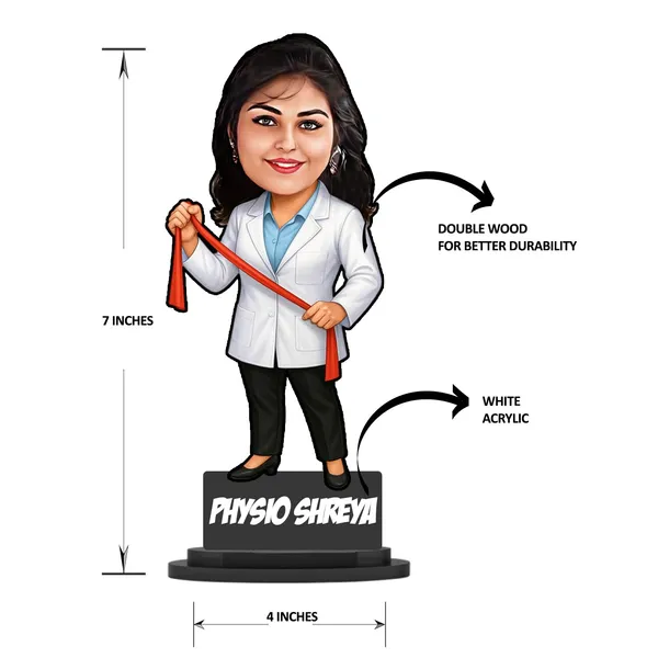 Personalized_Physio_Caricature_Gift_for_Women_&_Men,_Custom_2D_Physiotherapist_Wooden_Standee_with_Acrylic_Name,_Double_Layer_Laminated_MDF_Glossy_Desk_Décor