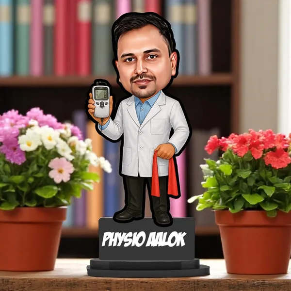 Personalized_Physiotherapist_Caricature_Standee_with_Acrylic_Name_|_7_Inch_Custom_Professional_Caricature_for_Any_Profession_|_Double-Layer_Laminated_MDF_Wood,_Glossy_Finish_&_Stand_|_Unique_Gift_for_Men_&_Women