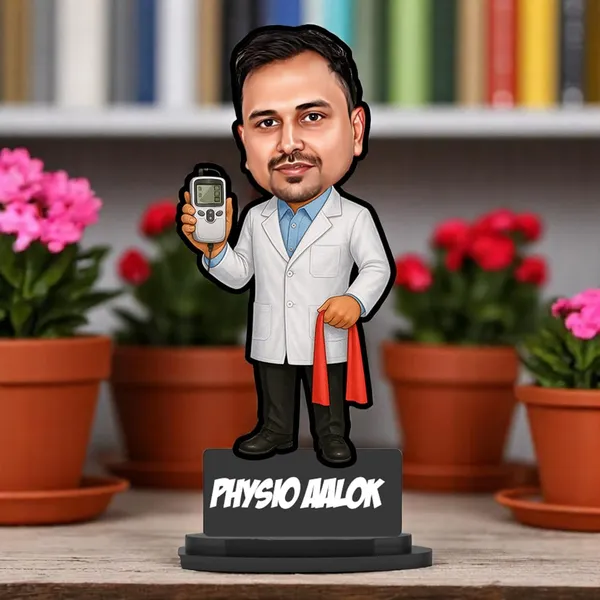 Personalized_Physiotherapist_Caricature_Standee_with_Acrylic_Name_|_7_Inch_Custom_Professional_Caricature_for_Any_Profession_|_Double-Layer_Laminated_MDF_Wood,_Glossy_Finish_&_Stand_|_Unique_Gift_for_Men_&_Women