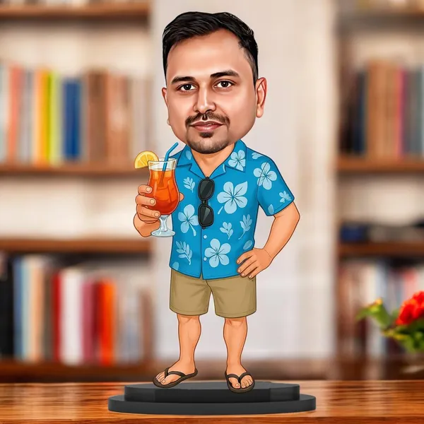 Personalized_Summer_Caricature_Standee_with_Acrylic_Name_|_7_Inch_Custom_Photo_Caricature_for_Any_Profession_&_Design_|_Double-Layer_Laminated_MDF_Wood,_Glossy_Finish_&_Stand_|_Unique_Gift_for_Men_&_Women