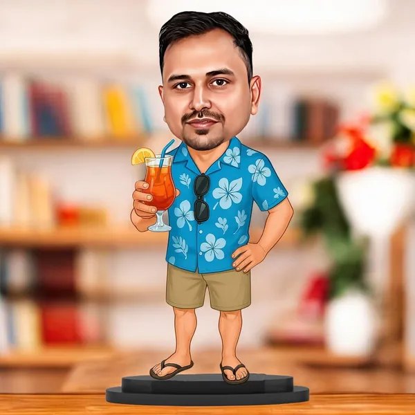 Personalized_Summer_Caricature_Standee_with_Acrylic_Name_|_7_Inch_Custom_Photo_Caricature_for_Any_Profession_&_Design_|_Double-Layer_Laminated_MDF_Wood,_Glossy_Finish_&_Stand_|_Unique_Gift_for_Men_&_Women