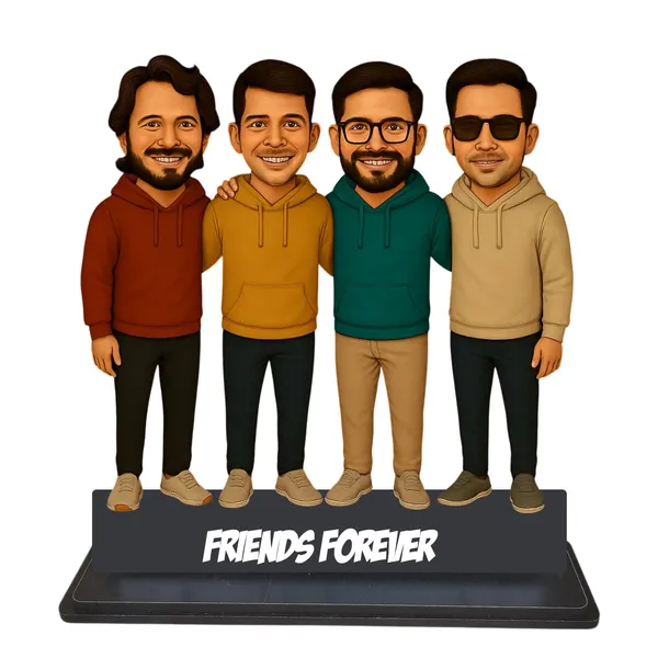Personalized_4_Friends_Caricature_with_Stand,_7_Inch_Custom_2D_Wooden_Figurine_for_Male_&_Female_Friends,_Double_Layer_Glossy_Laminated_MDF_with_Acrylic_Nameplate,_Best_Friends_Group_Gift