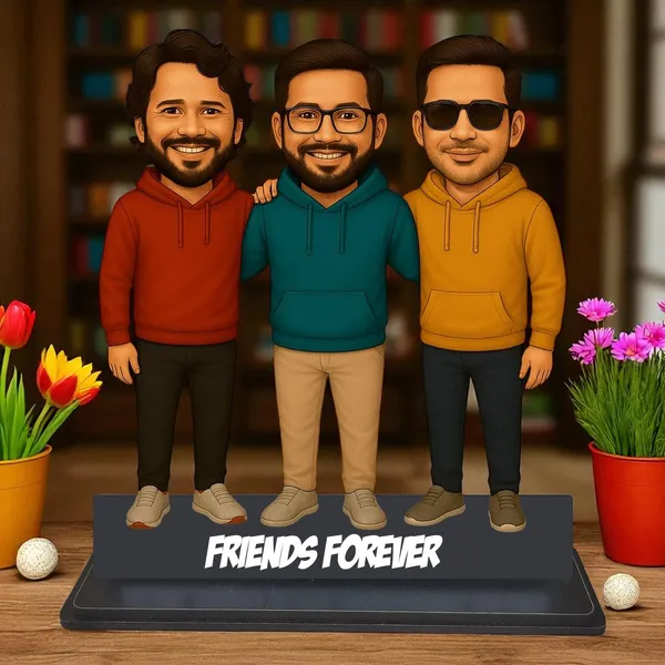 Personalized_2D_Friends_Caricature_with_Name_|_7_Inch_Custom_Couple_of_Friends_Gift_|_Double-Layer_Glossy_Laminated_MDF_with_Acrylic_Name_|_Any_Profession,_Male_&_Female