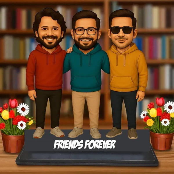 Personalized_2D_Friends_Caricature_with_Name_|_7_Inch_Custom_Couple_of_Friends_Gift_|_Double-Layer_Glossy_Laminated_MDF_with_Acrylic_Name_|_Any_Profession,_Male_&_Female