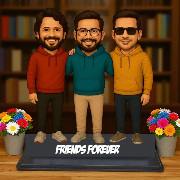 Personalized_2D_Friends_Caricature_with_Name_|_7_Inch_Custom_Couple_of_Friends_Gift_|_Double-Layer_Glossy_Laminated_MDF_with_Acrylic_Name_|_Any_Profession,_Male_&_Female