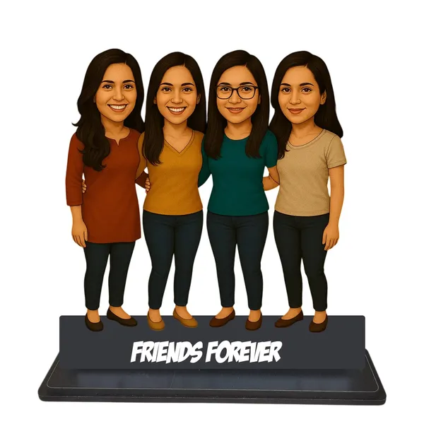 Personalized_4_Friends_Caricature_with_Stand,_7_Inch_Custom_2D_Wooden_Figurine_for_Male_&_Female_Friends,_Double_Layer_Glossy_Laminated_MDF_with_Acrylic_Nameplate,_Best_Friends_Group_Gift