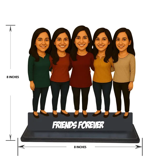 Personalized_Friends_Caricature_with_Stand_&_Acrylic_Name_|_7_Inch_Custom_Group_Photo_Wooden_Cutout_|_Glossy_Double-Layer_Laminated_MDF_Gift_for_Best_Friends_&_Women