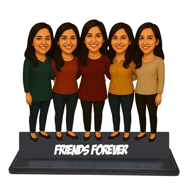 Personalized_Friends_Caricature_with_Stand_&_Acrylic_Name_|_7_Inch_Custom_Group_Photo_Wooden_Cutout_|_Glossy_Double-Layer_Laminated_MDF_Gift_for_Best_Friends_&_Women