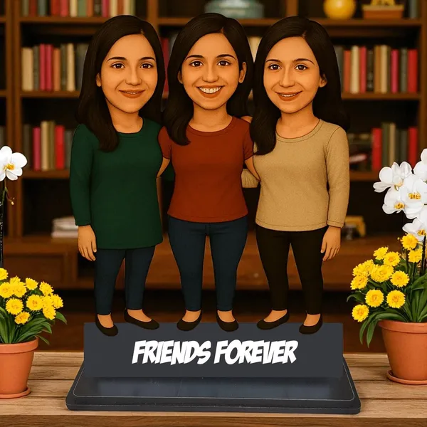 Personalized_2D_Friends_Caricature_with_Name_|_7_Inch_Custom_Couple_of_Friends_Gift_|_Double-Layer_Glossy_Laminated_MDF_with_Acrylic_Name_|_Any_Profession,_Male_&_Female