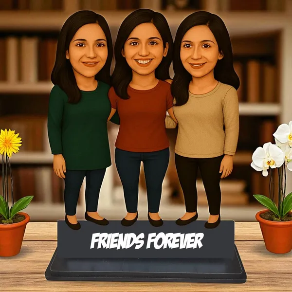 Personalized_2D_Friends_Caricature_with_Name_|_7_Inch_Custom_Couple_of_Friends_Gift_|_Double-Layer_Glossy_Laminated_MDF_with_Acrylic_Name_|_Any_Profession,_Male_&_Female