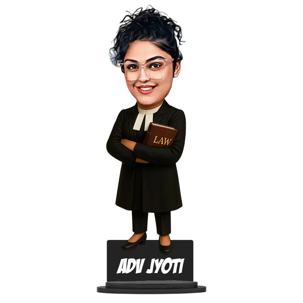 Personalized_2D_Female_Lawyer_Caricature_Standee_with_Custom_Name_|_Double-Layer_Laminated_MDF_Wooden_Stand_|_Glossy_Finish_|_Advocate_Gift_for_Men_&_Women