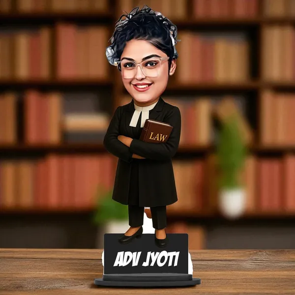 Personalized_2D_Female_Lawyer_Caricature_Standee_with_Custom_Name_|_Double-Layer_Laminated_MDF_Wooden_Stand_|_Glossy_Finish_|_Advocate_Gift_for_Men_&_Women