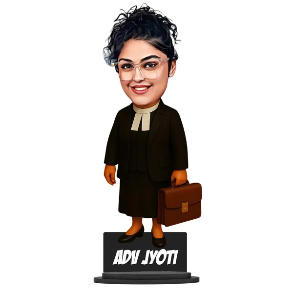 Personalized_7_Inch_Female_Lawyer_Caricature_with_Stand_|_Custom_Advocate_Gift_for_Any_Profession_|_Double-Layer_Laminated_MDF_Wood_Showpiece_with_Glossy_Finish_&_Acrylic_Name_Letters_|_Unique_Birthday_Gift_for_Men_&_Women