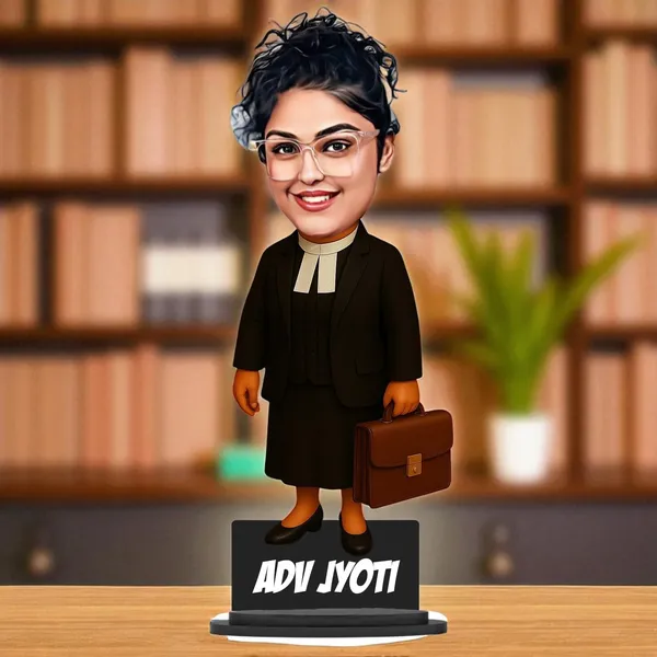 Personalized_7_Inch_Female_Lawyer_Caricature_with_Stand_|_Custom_Advocate_Gift_for_Any_Profession_|_Double-Layer_Laminated_MDF_Wood_Showpiece_with_Glossy_Finish_&_Acrylic_Name_Letters_|_Unique_Birthday_Gift_for_Men_&_Women