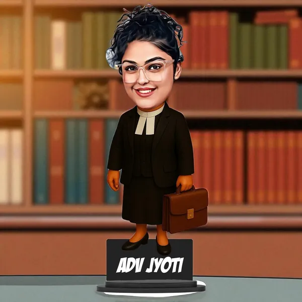 Personalized_7_Inch_Female_Lawyer_Caricature_with_Stand_|_Custom_Advocate_Gift_for_Any_Profession_|_Double-Layer_Laminated_MDF_Wood_Showpiece_with_Glossy_Finish_&_Acrylic_Name_Letters_|_Unique_Birthday_Gift_for_Men_&_Women