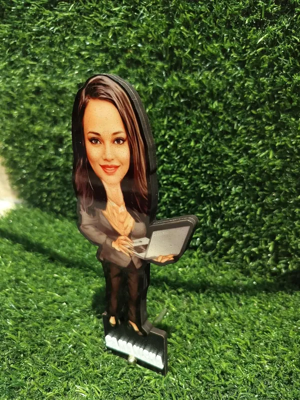 Personalized_7_Inch_Female_Professional_Caricature_with_Stand_for_Any_Profession_|_Custom_Photo_Cartoon_Figurine_with_Laptop_|_Double-Layer_Laminated_MDF_Wood,_Glossy_Finish_&_Acrylic_Name_|_Unique_Gift_for_Men_&_Women